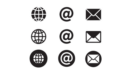 Set of contact information icons simple flat vector glyphs for web and mobile design isolated on white background