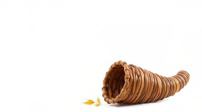 Plain wicker horn of plenty isolated on white