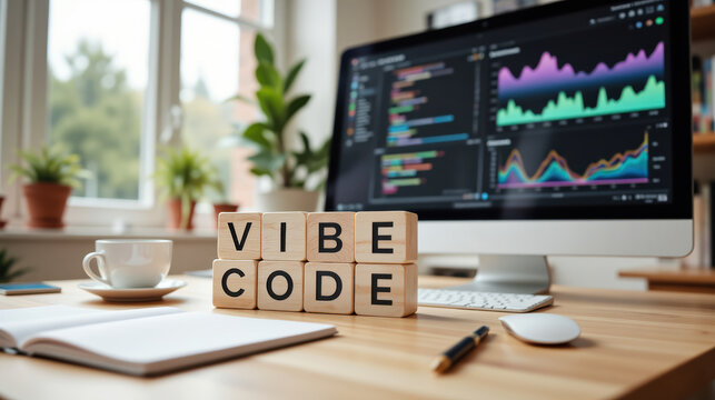 Vibe Code workplace setup focused on data analytics and software development tasks where coding dashboards and workflow monitoring tools support in building efficient applications and scalable digital