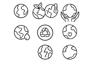 Earth Day Icons Environmental Protection and Sustainability Symbols