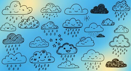 Fototapeta premium clouds doodles symbols designs vectors illustrations 