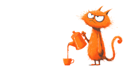 Creepy orange cat face character poringjuice