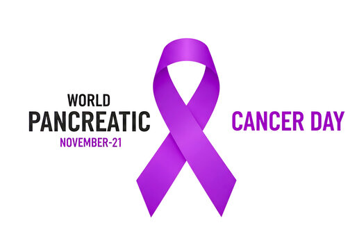 World pancreatic cancer day purple ribbon isolated on transparent background - Powered by Adobe