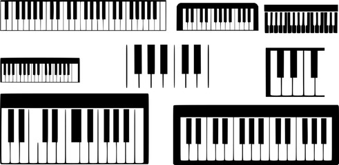 Set of piano keyboard vector icon
