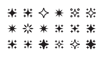 Obraz premium Collection of star sparkle icons simple flat vector design elements isolated on white background for graphic design