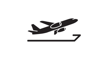 Airplane taking off icon simple flat vector illustration for travel and transportation isolated on white background