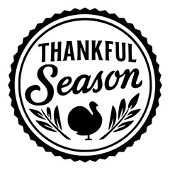 Thankful season emblem with turkey, holiday celebration and festive autumn harvest graphic