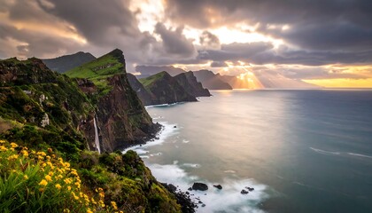 Dramatic coastal sunset
