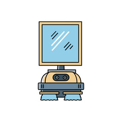 Vaccum cleaning robot icon logo flat vector design