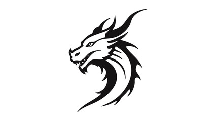 dragon art style shape black and white vector illustration 