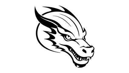 simple round shape of a dragon shape line art illustration in vector