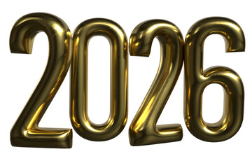 Golden 2026 Balloon Numbers on Black Background – New Year Celebration Design Element
