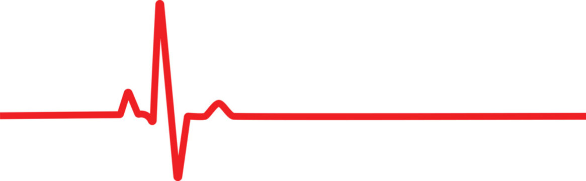 Red color heart beat on ecg. heartbeat make a heart. Pulse trace. Red heartbeat line icon. vector illustration. Cardio symbol. Healthy, wealth and Medical concept.