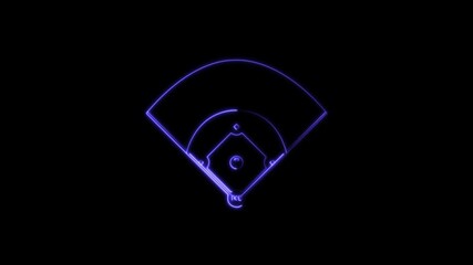 Baseball diamond neon line diagram. Animation of digital baseball field with glowing elements and data visualization Baseball diamond graphic Clipart image isolated on black background - Powered by Adobe