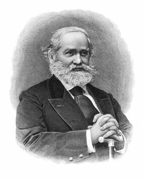 Sergei Mikhailovich Solovyov, Russian historian, one of the largest representatives of the Moscow historical school of the mid-19th century, old vintage illustration, 1876