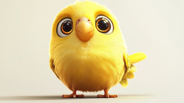 4w cute budgie with big round expressive eyes, hyper-exaggerated features, cartoon style, 