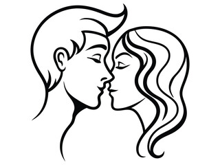line art vector couple kiss pose