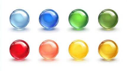 Vibrant collection of glossy orbs, each boasting a distinct hue. A visually captivating assortment of spheres that evokes themes of clarity, diversity, and artistic expression.