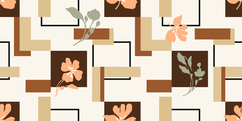 Seamless abstract geometric floral pattern. Vector Illustration.