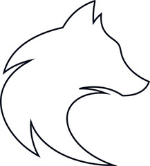 Tribal jackal, dog, wolf, fox outline vector icon for wildlife conservation, safari logos, and traditional cultural art.