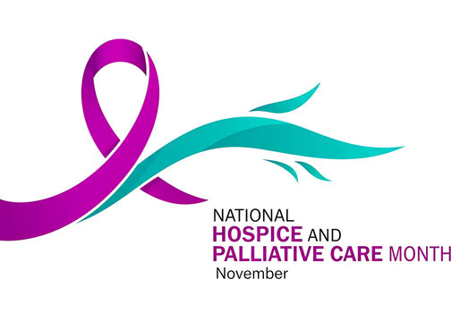 National hospice and palliative care month ribbon logo isolated on transparent background