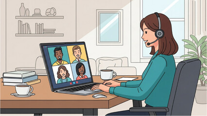 Remote Work and Hybrid Office Set – Vector Illustration of Modern Workspace Concepts AI EPS PNG JPEG