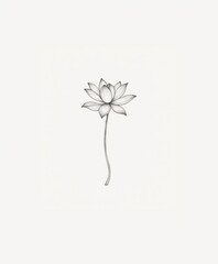 Elegant Hand-Drawn Lotus Flower Illustration on Simple Background