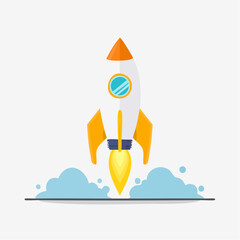 Rocket Ship Launch Vector for Startup and Business Growth