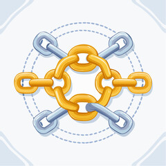 Linked Chain Icon for Connection and Blockchain Technology