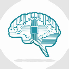 AI Brain with Digital Circuit Board Icon
