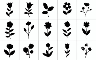set of black silhouettes of trees