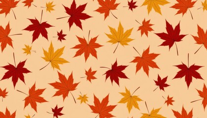 Vibrant Autumn Leaves Pattern on Warm Background in Fall Colors