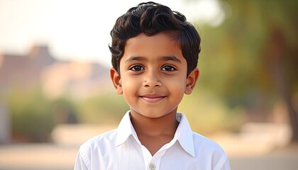 Smiling child, outdoor portrait