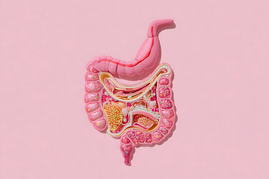Detailed Illustration of Human Digestive System, showcasing the stomach.