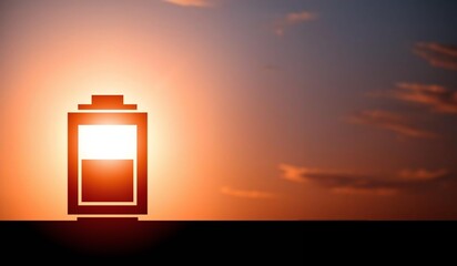 Technology battery power electric at sunset background