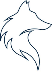 Wolf, dog, jackal, and fox outline vector symbol in minimal style, great for creative logo design, branding, and fashion graphics.