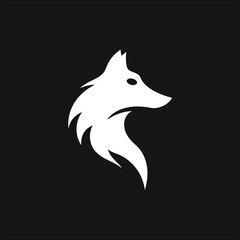 Modern wolf, dog, fox, jackal, vector symbol on black background, suitable for branding, fashion design, and creative projects.
