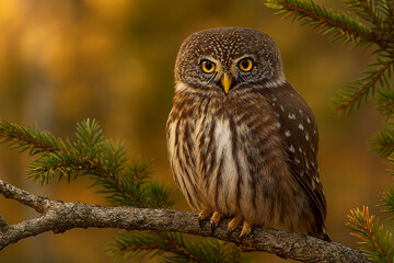 Eurasian Pygmy-Owl in forest