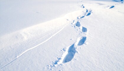 Footprints in pristine snow