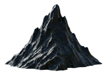 Isolated Rough Mountain Peak Outcrop Rock Formation in Natural Dark Gray Color