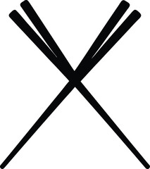 Pair of Chopsticks Vector Silhouette - Asian Food Icon. Chopsticks Black Silhouette Vector on White Background.