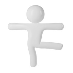 Abstract 3d icon human user form in white, set against a transparent background, portraying a simple, generic without face a figure