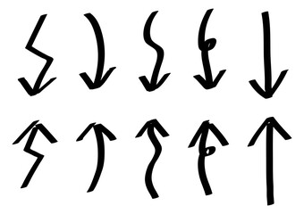 Hand-drawn arrows. Monochrome. Digital lines.