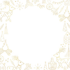 Golden Christmas decorative frame , Christmas border