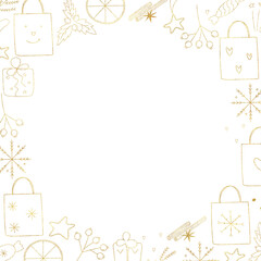 Golden Christmas decorative frame , Christmas border