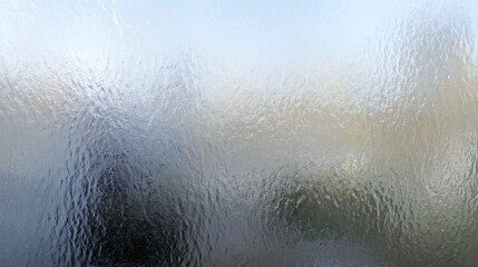 Frosted Glass Texture: A close-up shot of frosted glass, with a detailed and textured surface, offering a blend of blurred light and intricate patterns, giving it a modern aesthetic.