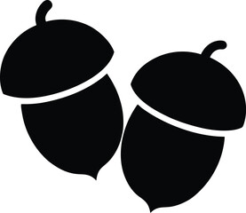 Pair of Acorns Illustration, Set of Two Autumn Symbols with Caps, Fall Decor and Design Element