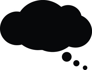 Silhouette of a Thought Bubble | Black Cloud Chat Box Vector for Comic, Manga, and Illustration