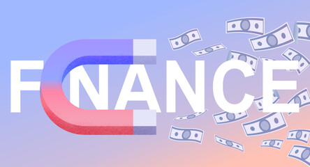 Momey and magnet finance poster illustration