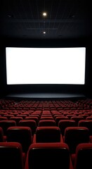 Fototapeta premium Empty Movie Theater Showing a Blank Screen.
